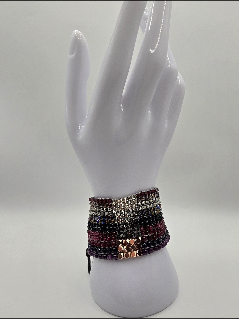 Nakamol Multi-Strand Leather Crystal & Gemstone Bracelet | Artisan Boho Cuff